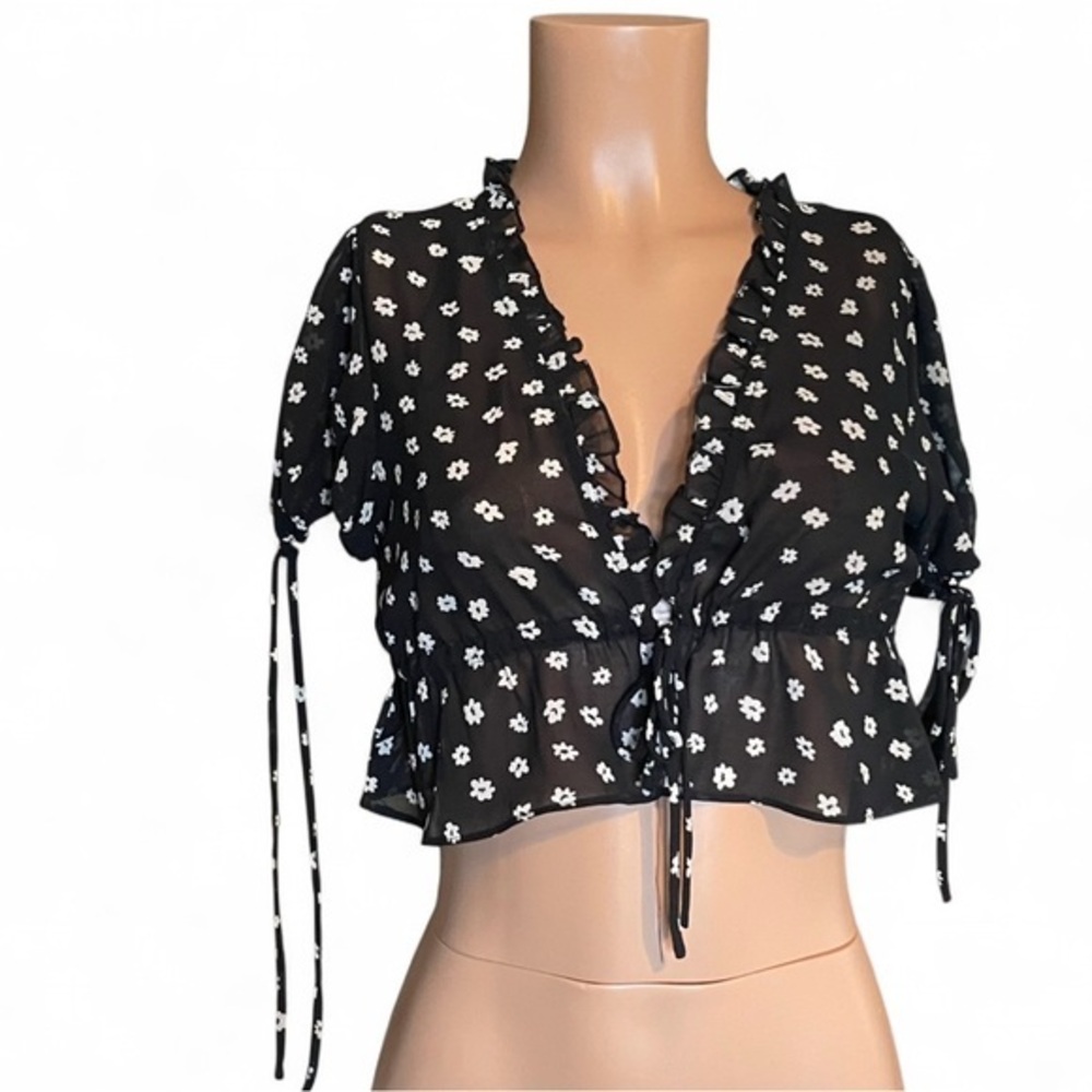Princess Polly Tie Front Mesh Top
